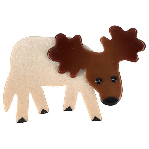 Cream Beige and orange Caramel Brown Reindeer Brooch - Galalith – Vintage Jewelry - handcrafted by Pavone by Pavone