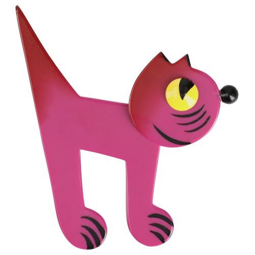 Cyclamen Pink Musico Cat Brooch - Galalith – Vintage Jewelry - handcrafted by Pavone by Pavone