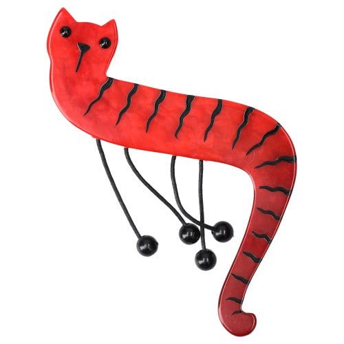 Geranium Red Dodelino Cat Brooch - Galalith – Vintage Jewelry - handcrafted by Pavone by Pavone