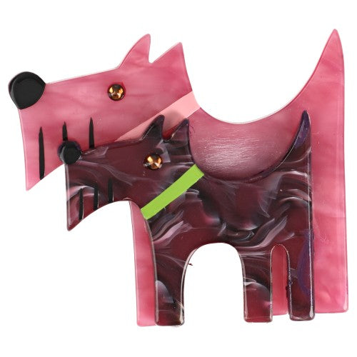  Pink and Light Purple Double Dog Brooch 