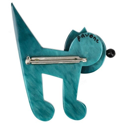 Duck Blue Musico Cat Brooch - Galalith – Vintage Jewelry - handcrafted by Pavone by Pavone