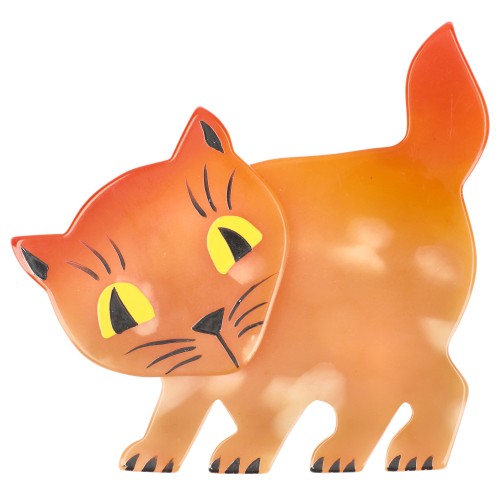 Orange Cloud Amazed Cat Brooch