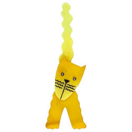Yellow Eiffel Cat Brooch - Galalith – Vintage Jewelry - handcrafted by Pavone by Pavone