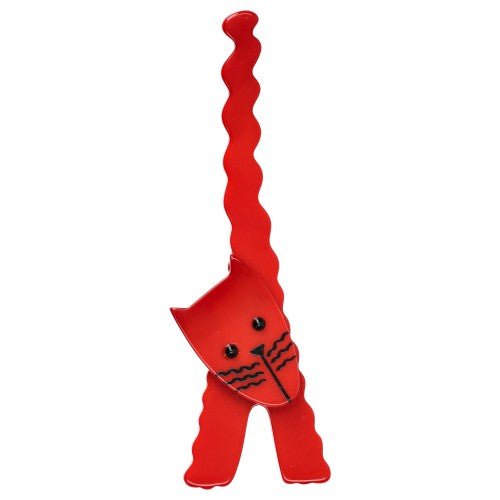 Geranium Red Eiffel Cat Brooch - Galalith – Vintage Jewelry - handcrafted by Pavone by Pavone