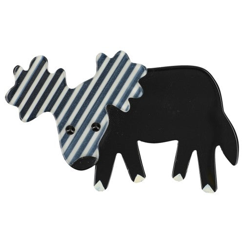 Black and white striped Reindeer Brooch