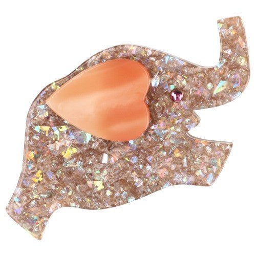 Brilliant Beige and Light Pink Elephant Heart Brooch - Galalith – Vintage Jewelry - handcrafted by Pavone by Pavone