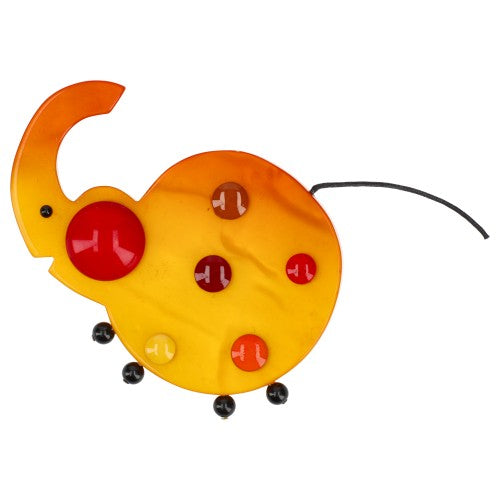 Yellow with Dots Trumpet Elephant Brooch