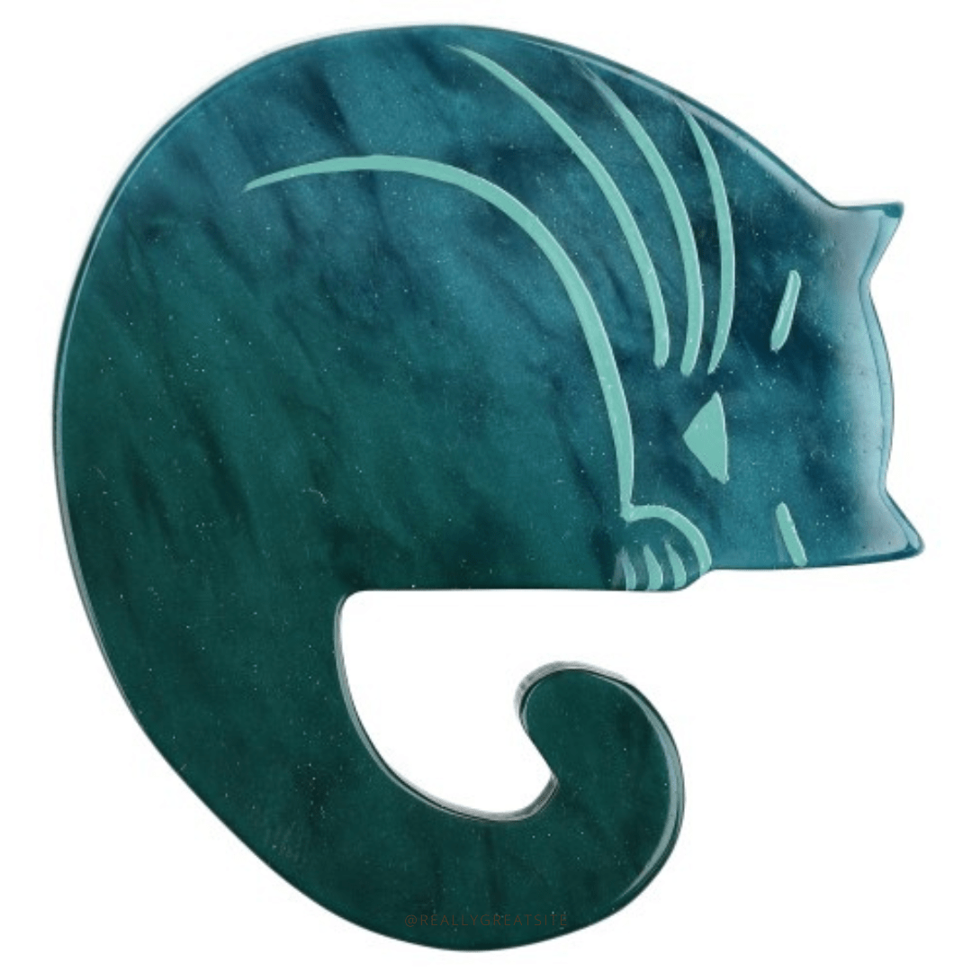 Emerald Green Laskar Cat Brooch - Galalith – Vintage Jewelry - handcrafted by Pavone by Pavone