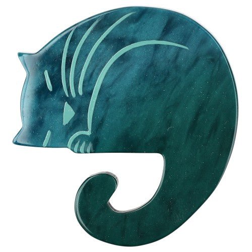 Emerald Green Laskar Cat Brooch - Galalith – Vintage Jewelry - handcrafted by Pavone by Pavone
