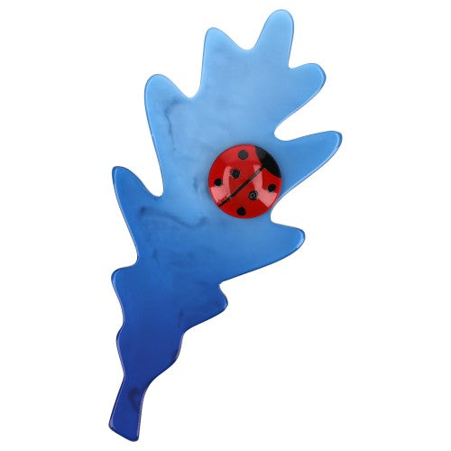 French Blue Oak Leaf Brooch