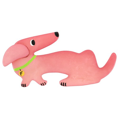 Light Pink Dachshund Fifi Dog Brooch 