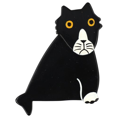 Black Filou Cat Brooch (Mini Brooch) - Galalith – Vintage Jewelry - handcrafted by Pavone by Pavone