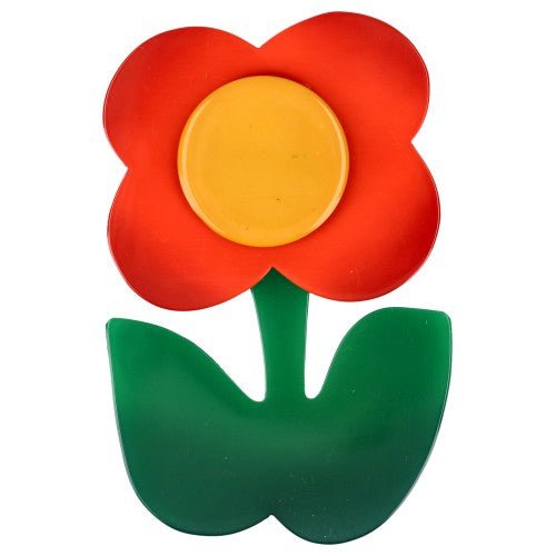 Scarlet Red and Yellow Anemone Flower Brooch - Galalith – Vintage Jewelry - handcrafted by Pavone by Pavone