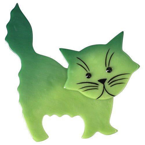 Anis Green Fripon Cat Brooch (Right) - Galalith – Vintage Jewelry - handcrafted by Pavone by Pavone
