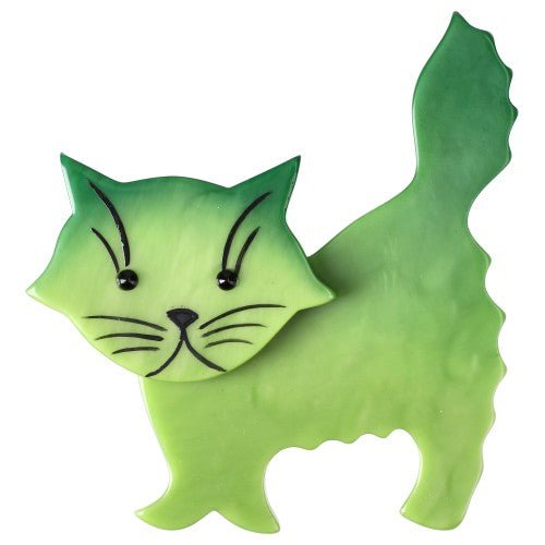 Anis Green Fripon Cat Brooch - Galalith – Vintage Jewelry - handcrafted by Pavone by Pavone