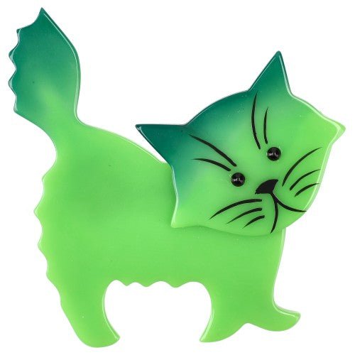 Apple Green Fripon Cat Brooch - Galalith – Vintage Jewelry - handcrafted by Pavone by Pavone