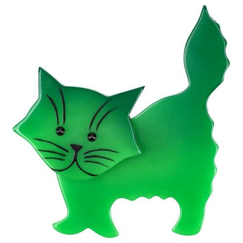 Mint Green Fripon Cat Brooch - Galalith – Vintage Jewelry - handcrafted by Pavone by Pavone