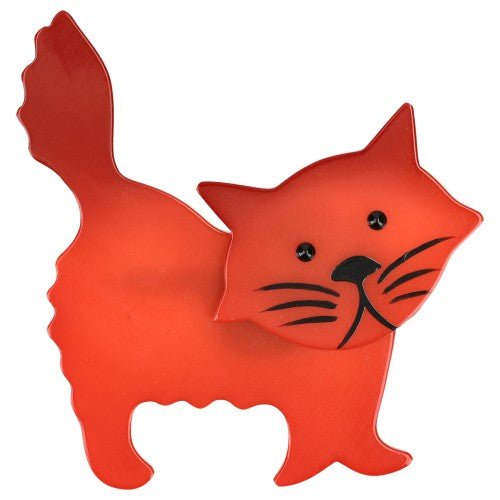 Red - OrangeFripon Cat Brooch - Galalith – Vintage Jewelry - handcrafted by Pavone by Pavone