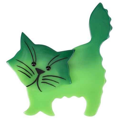 Apple Green Fripon Cat Brooch (Link) - Galalith – Vintage Jewelry - handcrafted by Pavone by Pavone