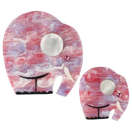 Fuchsia Boreal Alphonse Elephant Brooch (set) - Galalith – Vintage Jewelry - handcrafted by Pavone by Pavone