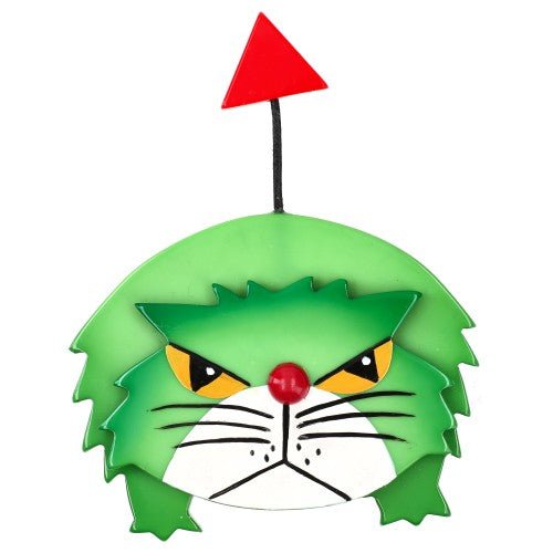 Pistachio Green Furaxcat Cat Brooch - Galalith – Vintage Jewelry - handcrafted by Pavone by Pavone