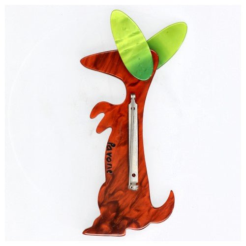 Ginger Orange Boogie Bunny Rabbit Brooch with Anis Green Ears - Galalith – Vintage Jewelry - handcrafted by Pavone by Pavone