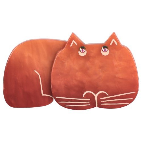 Ginger - Orange Tommy Cat Brooch - Galalith – Vintage Jewelry - handcrafted by Pavone by Pavone