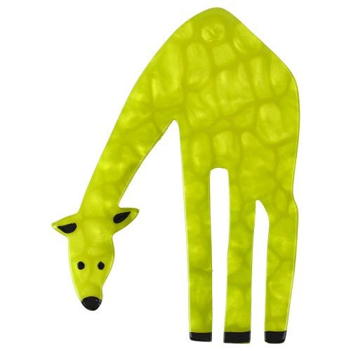 Fluo Anis Green Giraffe Brooch Crocodile skin pattern material - Galalith – Vintage Jewelry - handcrafted by Pavone by Pavone