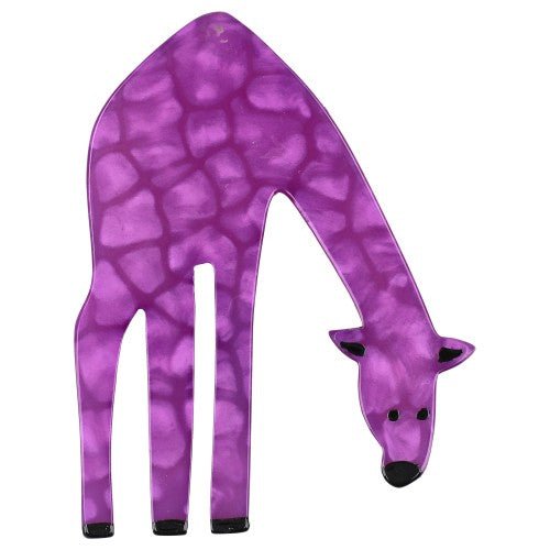 Heliotrope Purple Giraffe Brooch Crocodile skin pattern material - Galalith – Vintage Jewelry - handcrafted by Pavone by Pavone