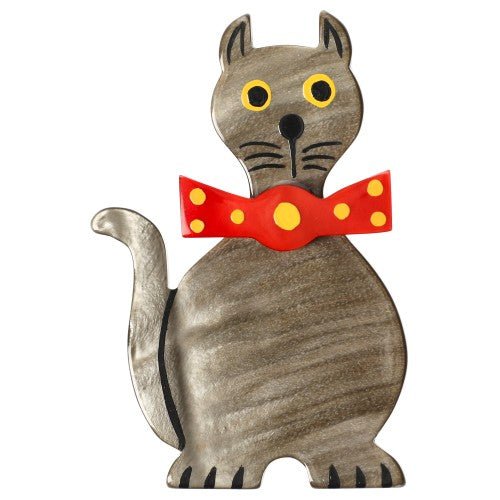 Golden Beige and Red Dandy Cat Brooch - Galalith – Vintage Jewelry - handcrafted by Pavone by Pavone