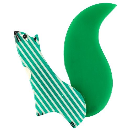 Green and Green and Striped Cassegrain Squirrel Brooch GM - Galalith – Vintage Jewelry - handcrafted by Pavone by Pavone