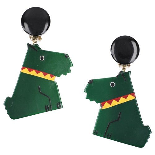 Green Ric Dog Earrings - Galalith – Vintage Jewelry - handcrafted by Pavone by Pavone