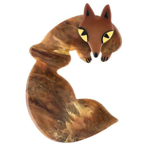 Veined Caramel and Caramel Brown Head Goupil Fox Brooch - Galalith – Vintage Jewelry - handcrafted by Pavone by Pavone