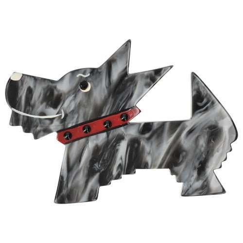 Heather Grey Muso Dog Brooch - Galalith – Vintage Jewelry - handcrafted by Pavone by Pavone