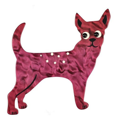 Jazzberry Jam Pink Honoré Chihuahua Dog Brooch - Galalith – Vintage Jewelry - handcrafted by Pavone by Pavone