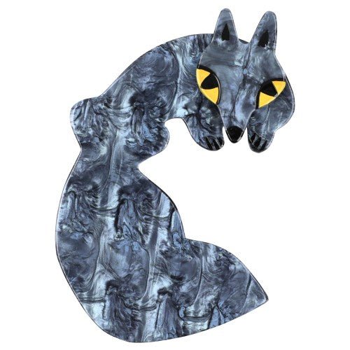Iridescent Grey - Blue Goupil Fox Brooch - Galalith – Vintage Jewelry - handcrafted by Pavone by Pavone