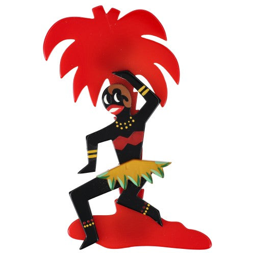 Black and Yellow Josephine with Red Palm Brooch
