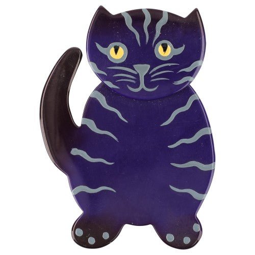 Violet Purple and Grey Kittylove Cat Brooch - Galalith – Vintage Jewelry - handcrafted by Pavone by Pavone