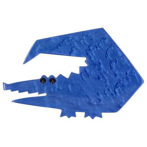 Klein Blue Trapezoid Crocodile Brooch - Galalith – Vintage Jewelry - handcrafted by Pavone by Pavone