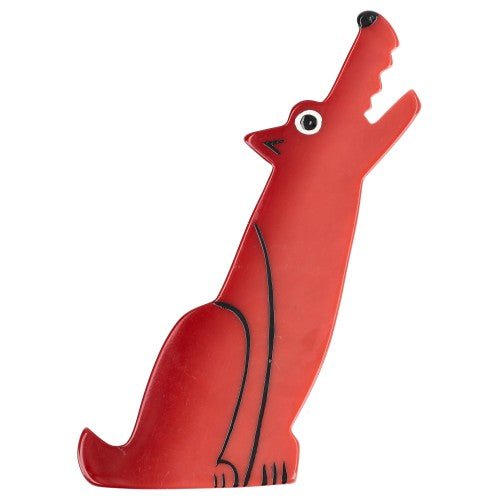 Rosewood Pink Kyaya Wolf Brooch - Galalith – Vintage Jewelry - handcrafted by Pavone by Pavone