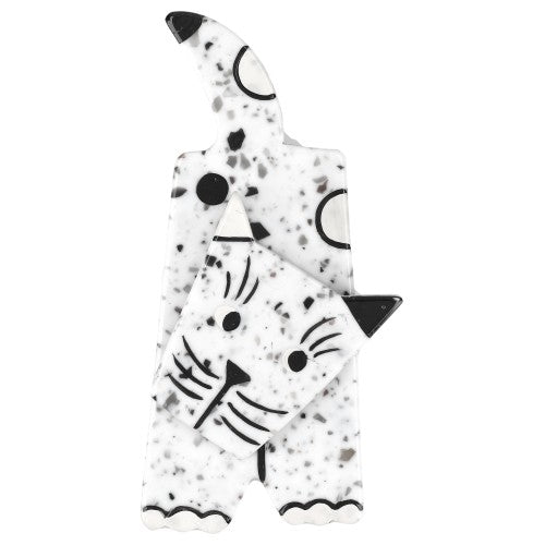 Granit Stone White Lego Cat Brooch - Galalith – Vintage Jewelry - handcrafted by Pavone by Pavone