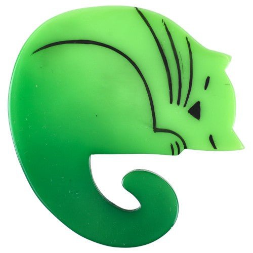 Light Green Laskar Cat Brooch - Galalith – Vintage Jewelry - handcrafted by Pavone by Pavone