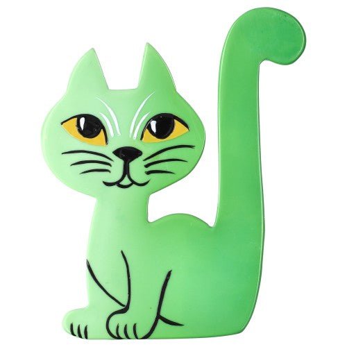 Light Green Milo Cat Brooch - Galalith – Vintage Jewelry - handcrafted by Pavone by Pavone