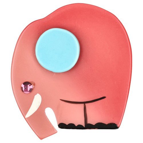 Light Pink Alphonse Elephant Brooch with a Aquamarine Blue Ear (Mini Brooch) - Galalith – Vintage Jewelry - handcrafted by Pavone by Pavone