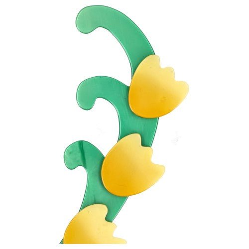 Light Yellow and Absinthe Green Single Lily of The Valley Brooch - Galalith – Vintage Jewelry - handcrafted by Pavone by Pavone