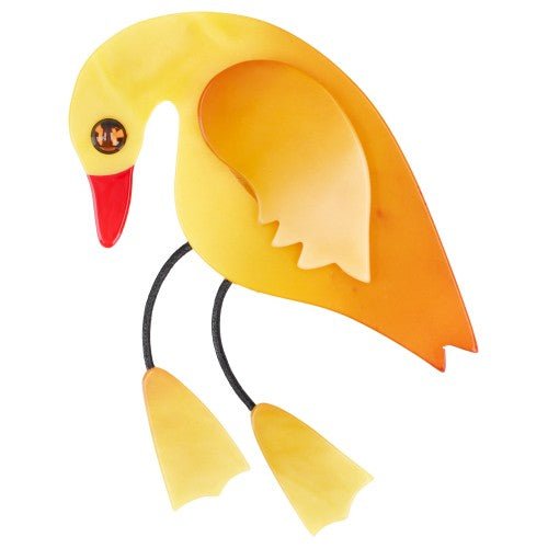 Light Yellow Twisty Bird Brooch - Galalith – Vintage Jewelry - handcrafted by Pavone by Pavone