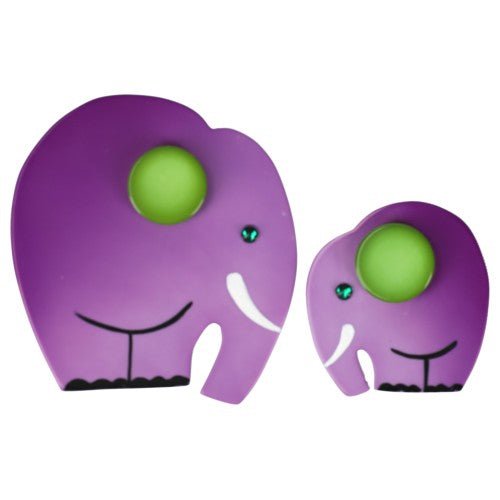 Lilac Alphonse Elephant Brooch (set) - Galalith – Vintage Jewelry - handcrafted by Pavone by Pavone