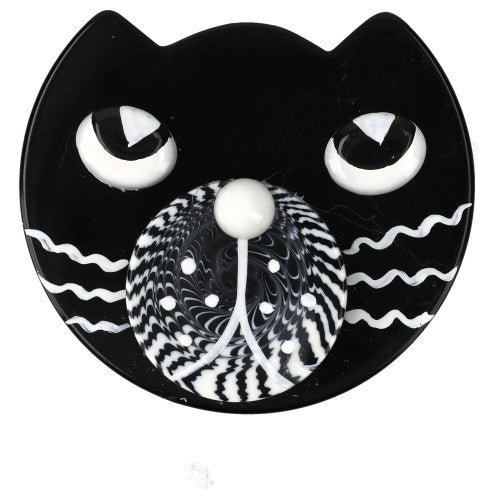 Black and White Cat Lynx Brooch (small size) - Galalith – Vintage Jewelry - handcrafted by Pavone by Pavone