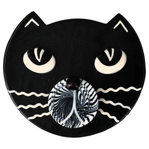 Anthacite Grey and WhiteCat Lynx Brooch - Galalith – Vintage Jewelry - handcrafted by Pavone by Pavone
