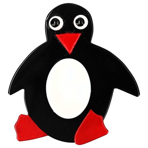 Black and White Crystal Penguin Brooch handcrafted by Pavone by Pavone
